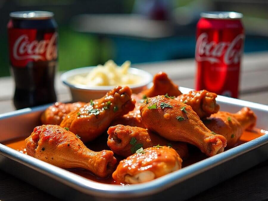 L'uso della Coca-Cola nelle ricette di carne è molto frequente. Esperimento che viene dalla tradizione grill americana e dalla cucina fusion. Nella foto, del pollo marinato con Coca Cola.